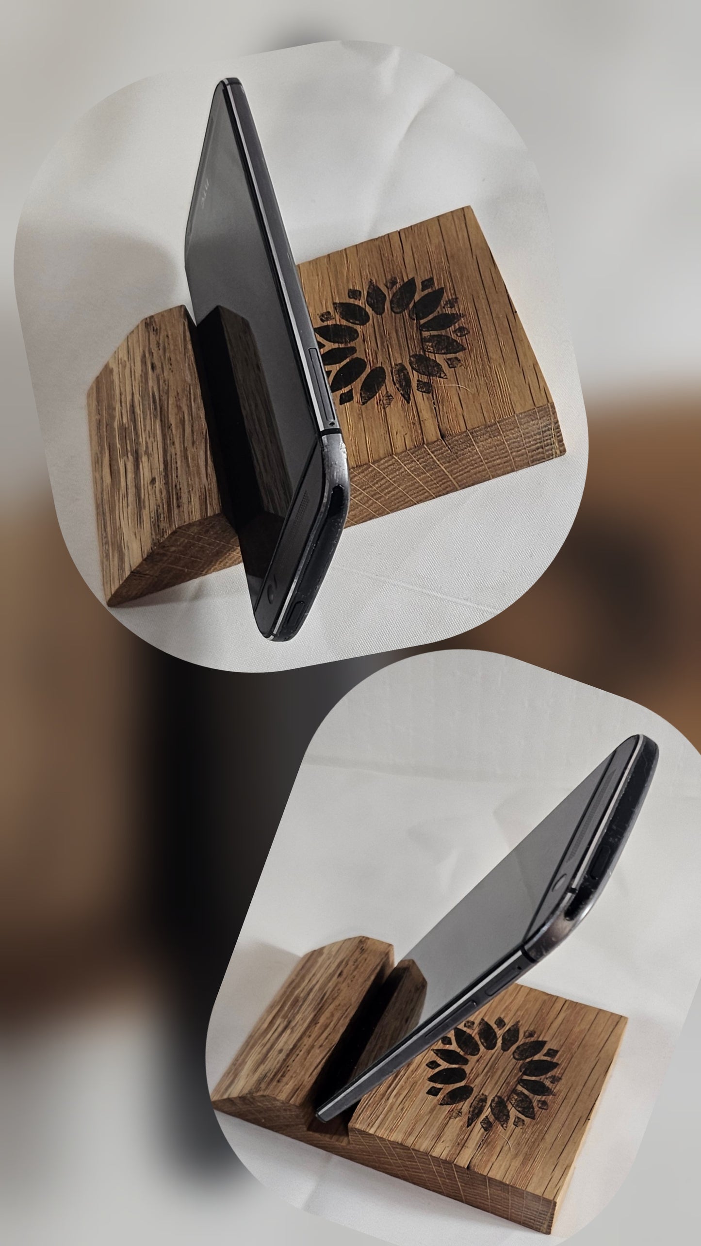 O. Vintage and modern phone holder