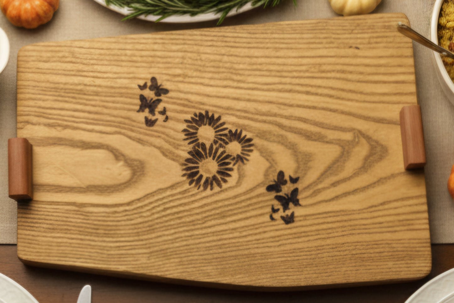 C. Sunflower and butterflies serving board